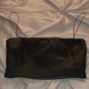 Meshki leather crop top